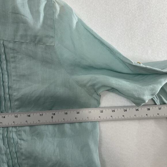 Soft Surroundings Button Up Linen Tunic Womens Large Pin Tuck Long Sleeve - Picture 9 of 12